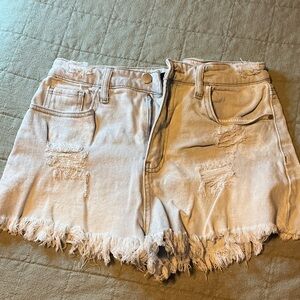 Material Girl white wash butterfly denim shorts